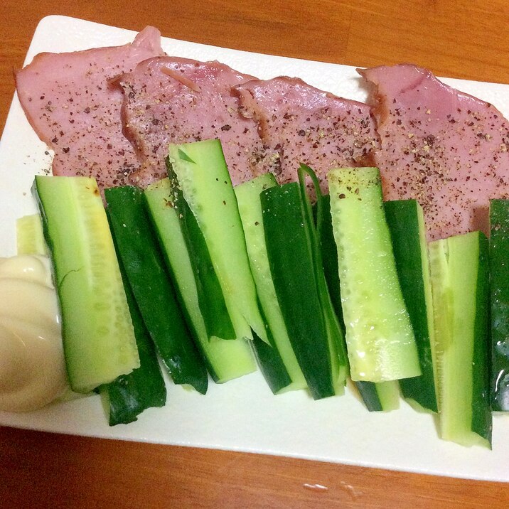 ショルダーベーコン切り落としときゅうりのおつまみ レシピ 作り方 By Madone6 楽天レシピ